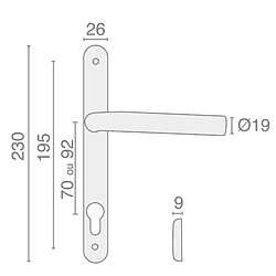 Ensemble 1394 entraxe 70mm sur plaque étroite clé I inox brossé HERACLES B INOX PE05