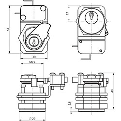 Contacteur à came modèle T25 droite 1 sortie course 1 4 de tour avec switch RONIS T25
