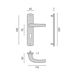Ensemble sur plaque SALOME HOME entraxe 195mm clé I argent HERACLES B SALOME 03