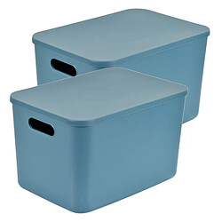 Homea Lot de 2 boîtes avec couvercle CHROMACASE - 15,5 L - Emeraude