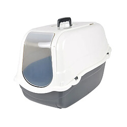 Toilinux Maison de toilette litière pour chat UGO - Blanc et gris anthracite