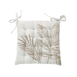 Toilinux Galette de chaise en coton recyclée NATURA - 38 x 38 cm - Ecru