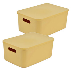 Homea Lot de 2 boîtes avec couvercle CHROMACASE - 10,5 L - Ocre