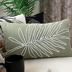 Toilinux Coussin déhoussable brodé jungle MAMBO - 30 x 50 cm - Olive