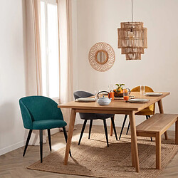 Toilinux Lot de 4 chaises en velours côtelé CELESTE - Vert jade