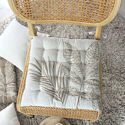 Toilinux Galette de chaise en coton recyclée NATURA - 38 x 38 cm - Ecru