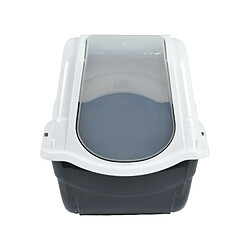 Toilinux Maison de toilette litière pour chat UGO - Blanc et gris anthracite