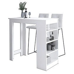 Akord Table de bar - Blanc Table de bar - rectangulaire - 4 places - en panneau de particules - style moderne