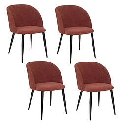 Toilinux Lot de 4 chaises en velours côtelé CELESTE - Terracotta