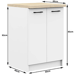 Acheter Akord Meuble bas de cuisine 2 portes - Blanc