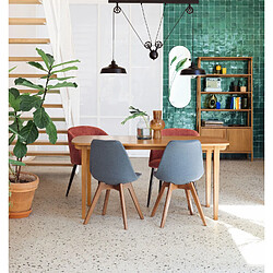 Toilinux Lot de 4 chaises en velours côtelé CELESTE - Terracotta