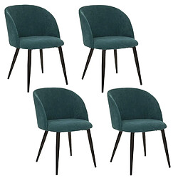 Toilinux Lot de 4 chaises en velours côtelé CELESTE - Vert jade