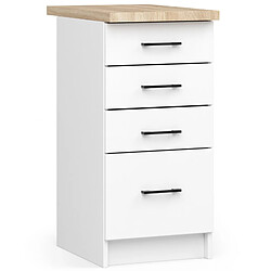 Akord Meuble bas de cuisine 4 tiroirs - Blanc