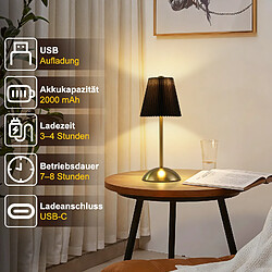 ZMH Lampe De Table Sans Fil Lot De 2 - Lampe De Chevet Noir USB Rechargeable