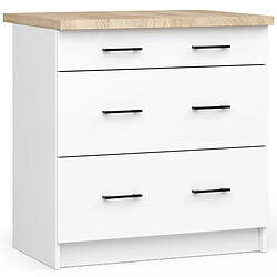 Akord Meuble bas de cuisine 3 tiroirs - Blanc
