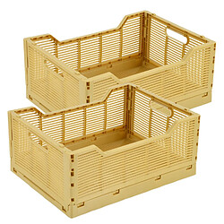 Homea Lot de 2 cagettes pliables FOLDY - Taille L - Ocre