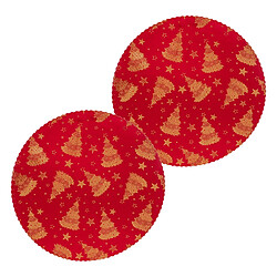 Feeric Lights And Christmas Lot de 2 sets de table en velours SAPIN - Rouge Féérie Lights & Christmas - Lot de 2 sets de table en velours SAPIN - Rouge - Design