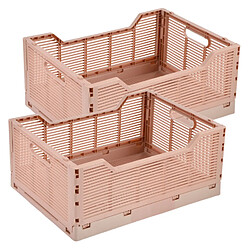Homea Lot de 2 cagettes pliables FOLDY - Taille L - Rose