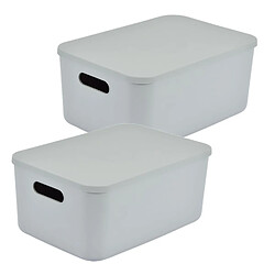 Homea Lot de 2 boîtes avec couvercle CHROMACASE - 10,5 L - Gris