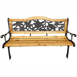 Akord Banc De Jardin Rose Noir/Bois Naturel 125X52X76