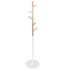 The Home Deco Factory Portemanteau bicolore en bois 5 accroches - Blanc et marron