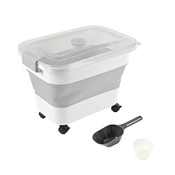 Toilinux Boite conteneur à croquettes pliable avec roues - Blanc