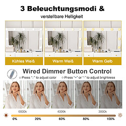 Fenchilin Coiffeuse avec Miroir LED et Tabouret 137 cm