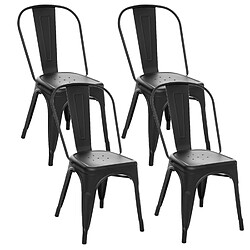 Toilinux Lot de 4 chaises en métal NIKO - Noir