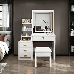 Fenchilin Coiffeuse avec Miroir LED et Tabouret 130cm