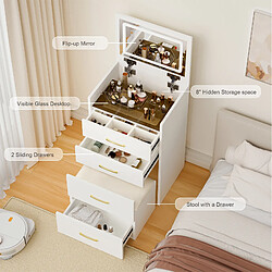 Fenchilin Coiffeuse avec Miroir LED 118cm