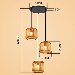 ZMH Suspension 3 Lumière Noir E27 Vintage Lampe à Suspendre (ampoule Non Incluse)