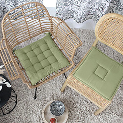 Toilinux Galette de chaise plate Panama - 40 cm x 40 cm - Olive