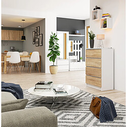 Akord Buffet 4 Tiroirs Blanc/Chêne Sonoma 60X40X99 pas cher