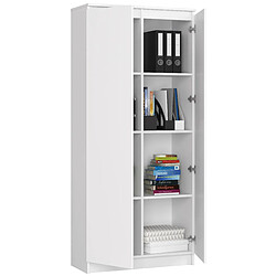 Akord Étagère Fermée 2 Portes 8 Niveaux Blanc 80X35X180