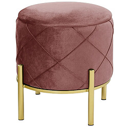Akord Pouf-coffre rond en velours - Rose poudre