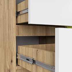 Akord Buffet Jerry 1 Porte 3 Tiroirs Chêne Artisan/Blanc 80X35X77 pas cher