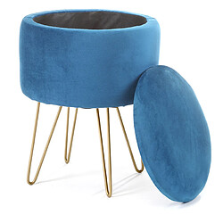 Akord Coffre Tabouret Lili Avec Rangement Bleu 35X35X45