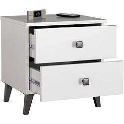 Akord Chevet 2 tiroirs moderne - Blanc pas cher