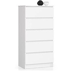 Akord Commode 5 tiroirs - Blanc