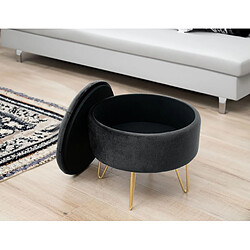 Acheter Akord Pouf rond en velours - Noir