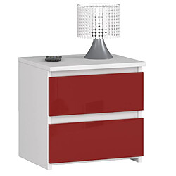Akord Buffet 2 Tiroirs Blanc/Rouge Brillant 40X35X40