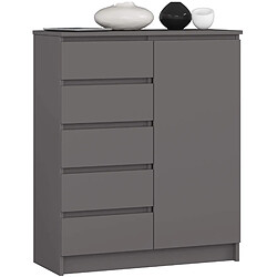 Akord Commode 1 porte 5 tiroirs - Graphite