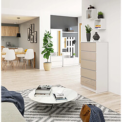 Acheter Akord Dressoir 5 Tiroirs Blanc/Capuccino Brillant 60X40X121