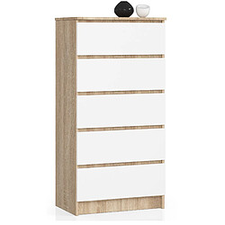 Akord Commode 5 tiroirs - Blanc