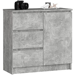 Akord Commode buffet 1 porte 3 tiroirs - Gris clair