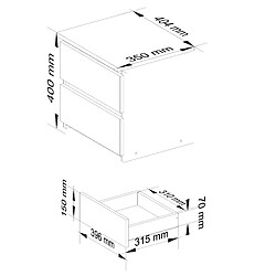 Avis Akord Buffet 2 Tiroirs Wengé/Chêne Sonoma 40X35X40