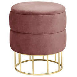 Akord Pouf Doré Velours Rose 39X39X40