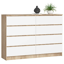 Akord Commode 8 tiroirs - Chêne sonoma/blanc