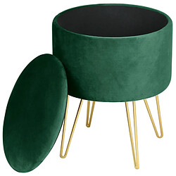 Akord Coffre Tabouret Lili Avec Rangement Vert Bouteille 35X35X45