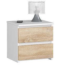 Akord Buffet 2 Tiroirs Blanc/Chêne Sonoma 40X35X40
